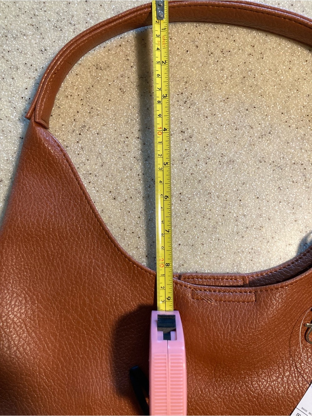 Structured Tan Leather Shoulder Hobo Bag - Picture 4 of 7